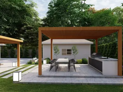 Garden Landscape 3D Model - SketchUp and Lumion Scene  Free 3D model