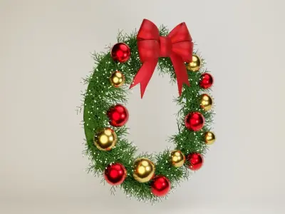 Christmas Wreath Low-poly 3D model purchase