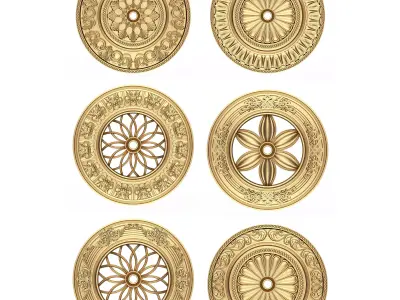 Collection of Ceiling Rosettes Low-poly 3D model