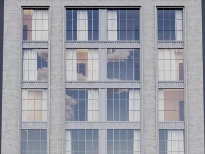 Modern building fasade 10 3D model
