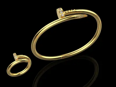 Nail Bracelet and Ring set 65678 3D print model