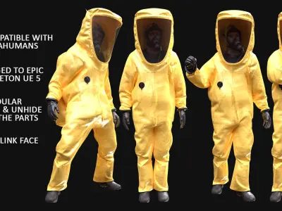 Man in Chemical Suit - Modular - Rigged Low-poly 3D model