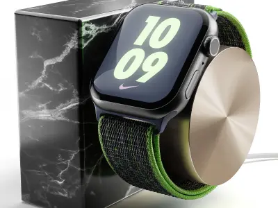 Apple Watch Series 9 Nike Sport Loop Bright Green 3D model