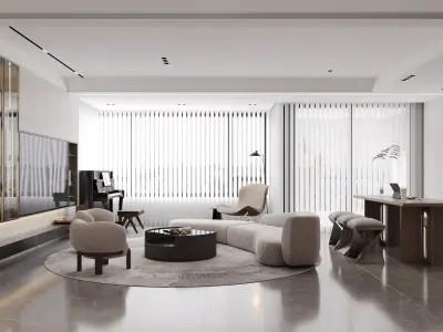 Modern living room dining room interior scenes 349 3D model