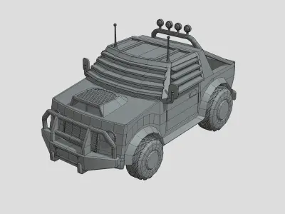 Stylized Toon Pickup Truck Low-poly 3D model
