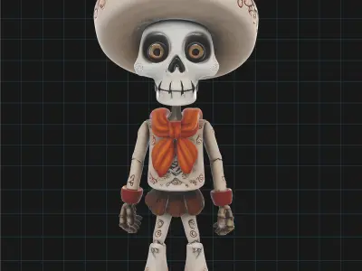 Day of the Dead Skeleton Character Stylized Calavera Figure 3D print model