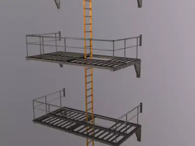 Fire Escape Stairs Low-poly 3D model
