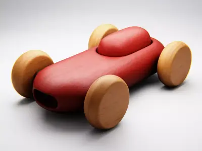 Minimal Wooden Toy Car 3D Model - Classic Smooth Design 3D print model