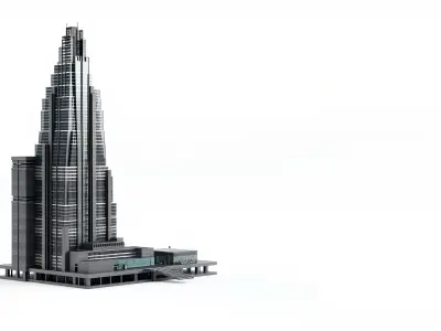 Futuristic Skyscraper Architecture Model Low-poly 3D model