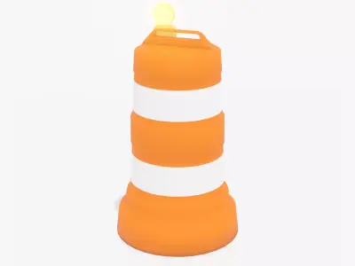 Traffic Barrel with Light Low-poly 3D model