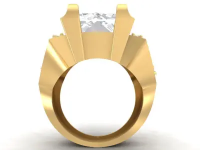 Luxury Square Emerald Statement Ring for Men  2802 3D print model