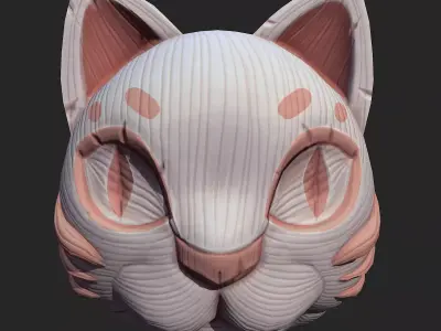 White Tiger Mask Pbr Low-poly 3D model