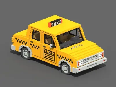 Voxel Taxi Low-poly 3D model