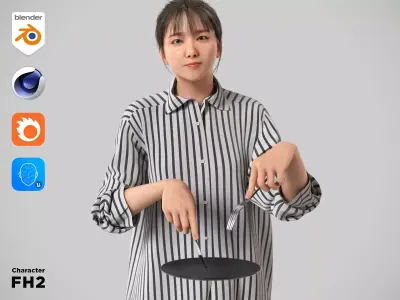 Modular Character - Asian Casual Woman - FH2 Low-poly 3D model