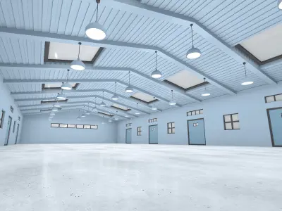 Warehouse industrial building Low-poly 3D model