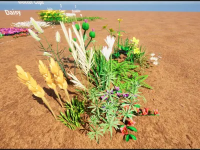 Stylized weeds plants grass nanite foliage Low-poly 3D model