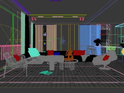 Living Room Interior Scene 3D model purchase