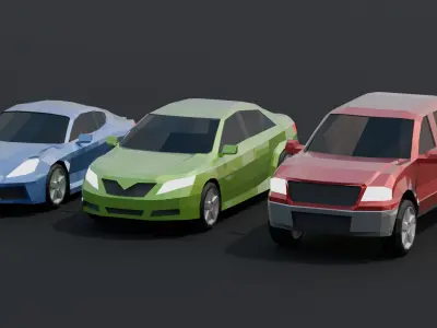 Low Poly Car Vehicle Asset Pack Toyota Camry Cayman F150 Low-poly 3D model