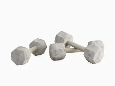 Concrete Dumbbell 02 Low-poly 3D model