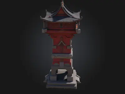 Pagoda Watchtower  Timeless Vigil with Eastern Aesthetic 3D model