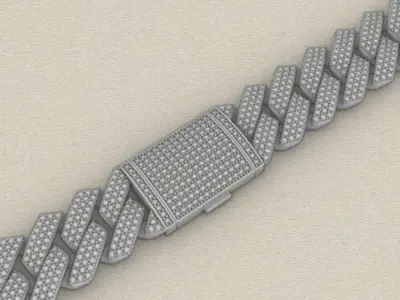 20MM CUBAN LINK CHAIN 3 ROWS DIAMOND BRACELET NECKLACE 3D print model