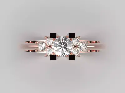 Rose Gold Luxury Engagement Ring with Diamonds Model sr0092 3D print model