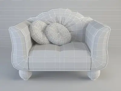 Armchair in burgundy 3D model