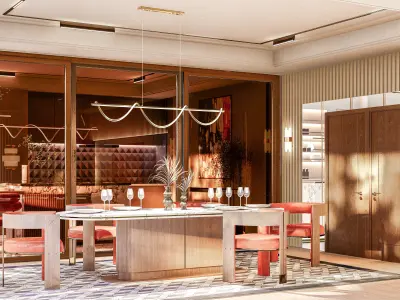 living room - kitchen  3D model