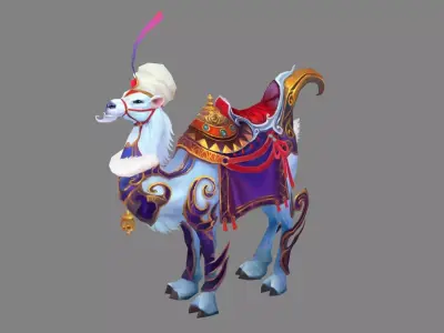 Cartoon white camel mount Low-poly 3D model