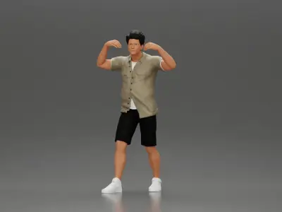 Man in shorts carrying girlfriend on shoulders 3D print model