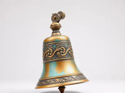 Ornate Bronze Bell model pack Low-poly 3D model