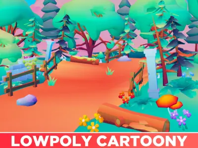 Low Poly Nature Forest Gradient Pack Low-poly 3D model Free low-poly 3D model