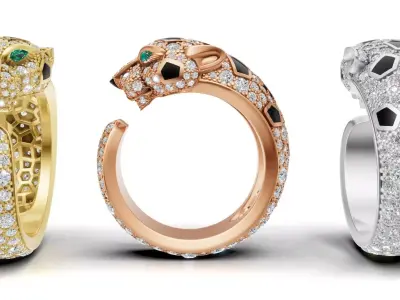 Panther Ring Medium Model Paved 3D print model