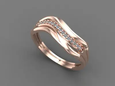 Women Ring Diamond Stone STL 3DM Lightweight Printable 3D print model 19