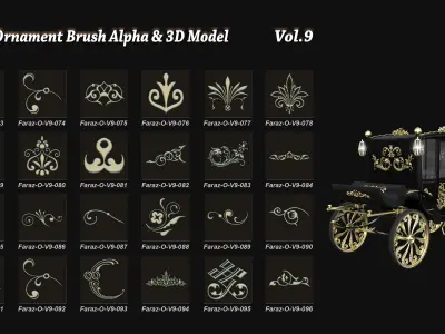 103 Ornament Brush Alpha 3D Model Vol 9 3D model