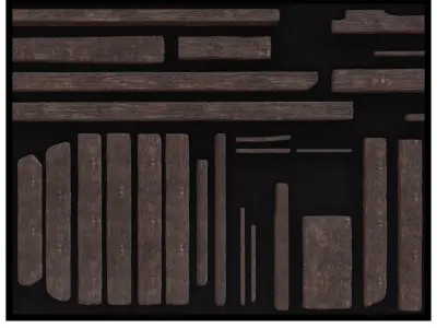 Wooden Kitbash 4 in 1 Collection 3D Model - SFDEMIR Low-poly 3D model