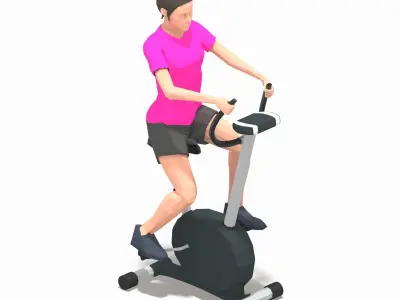 Bicycle  Exercise Woman Animation Low-poly 3D model