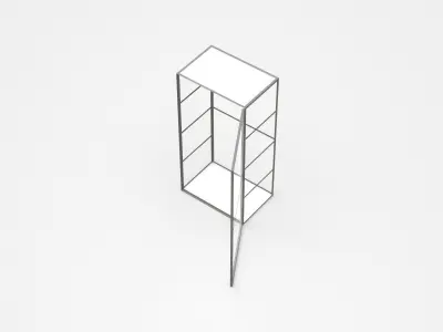 Empty Industrial Shelf Cabinet With Open Door 3D model