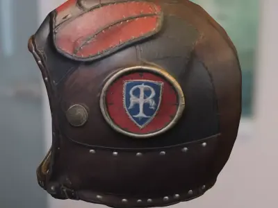 Vintage Leather Pilot Helmet Low-poly 3D model