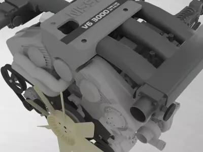 Nissan V6 VG30DETT Complete Engine 3D print model