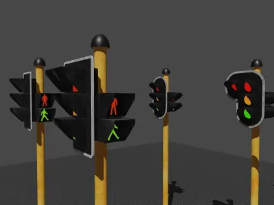 Modular Traffic Lights Low-poly 3D model
