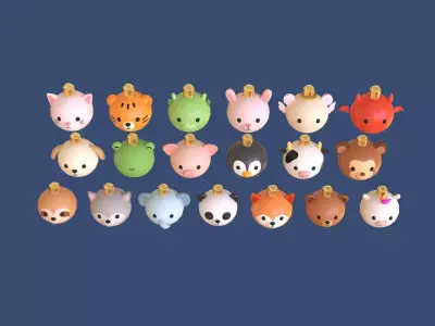 Christmas Animal Ornament Ball Pack 01  Low-poly 3D model