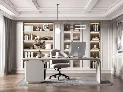 Modern Light Luxury Study Room 3D model