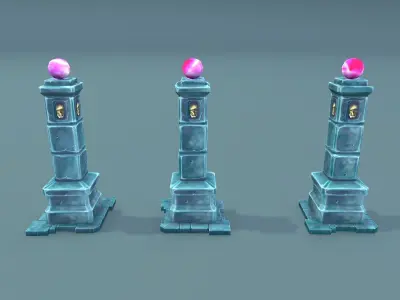 Stylize Fantasy Pillars Low-poly 3D model
