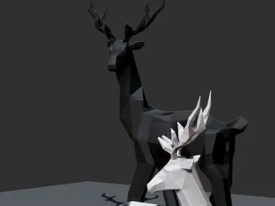 Geometric Deer Statue Nordic Decoration Home Decor  3D print model