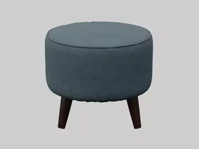 Round Jaxon Ottoman navy upholstery Low-poly 3D model