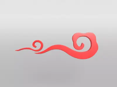 China Type Decoration Cloud v2 002 Low-poly 3D model