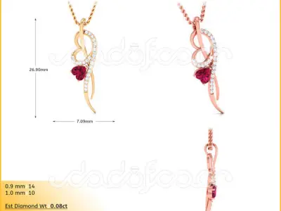 light weight yellow gold  diamond pendent -DOC-P8069 3D print model