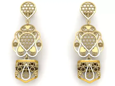 PRECIOUS INDIAN EARRING 3D PRINTABLE MODEL  3D print model