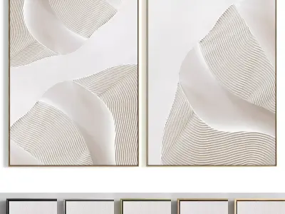 Plaster Two Photo Frame 392 Low-poly 3D model